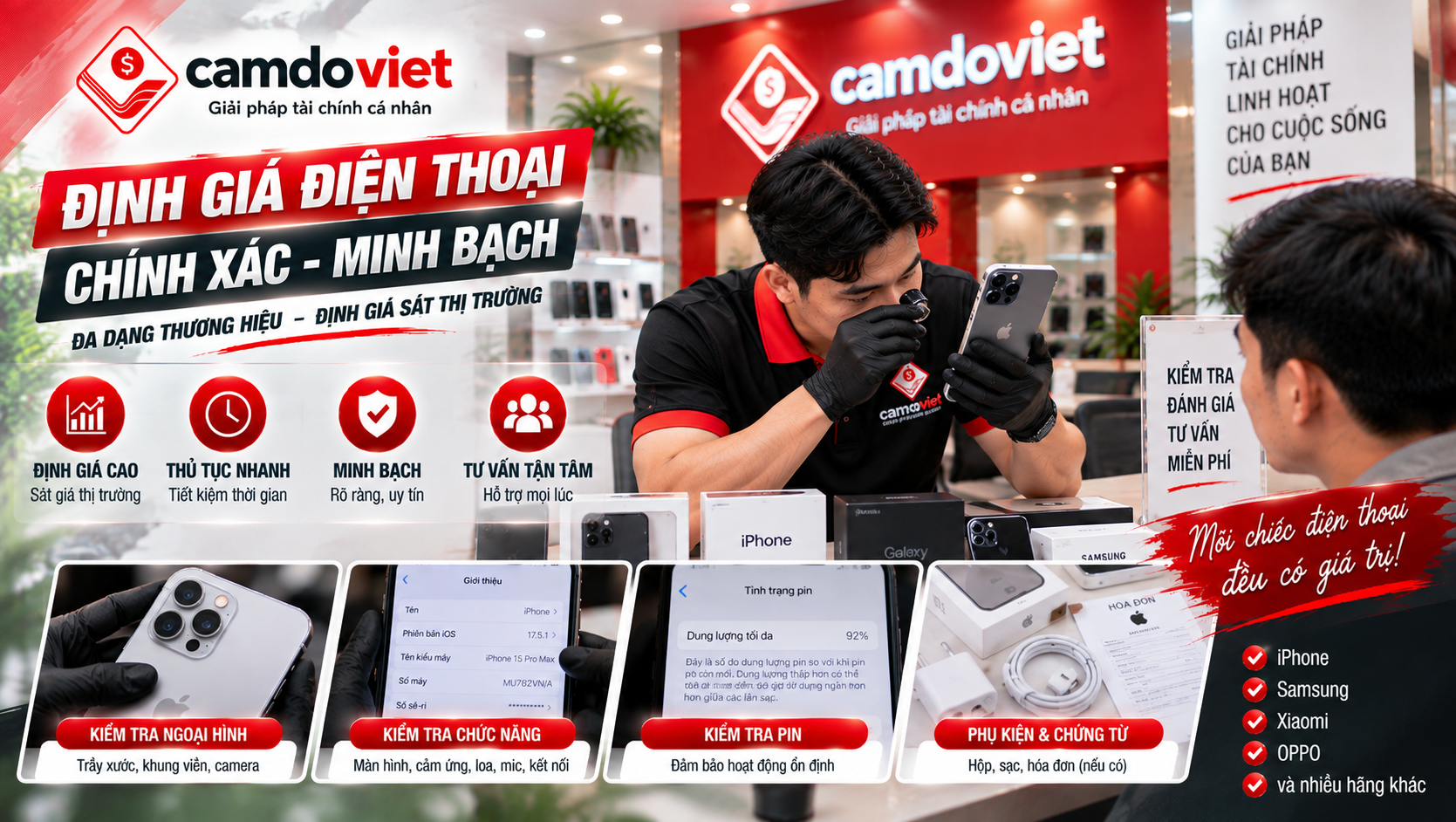 dịnh giá cầm điện thoại Gò Vấp