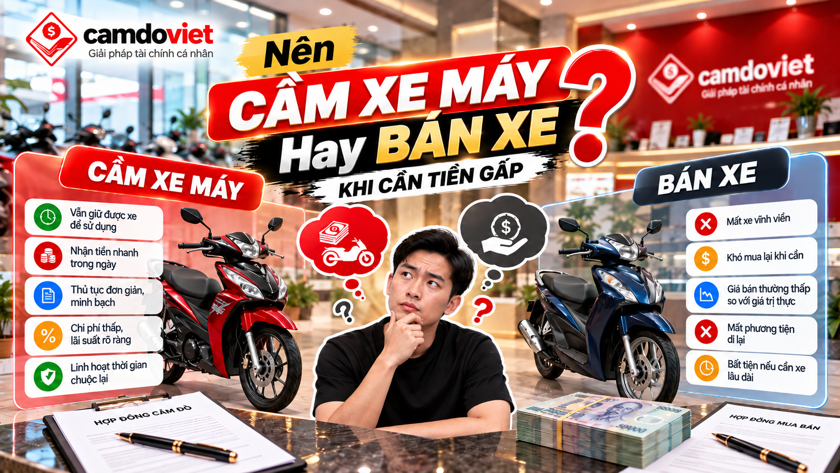 Hình thức bán xe máy để giải quyết dứt điểm vấn đề tiền bạc