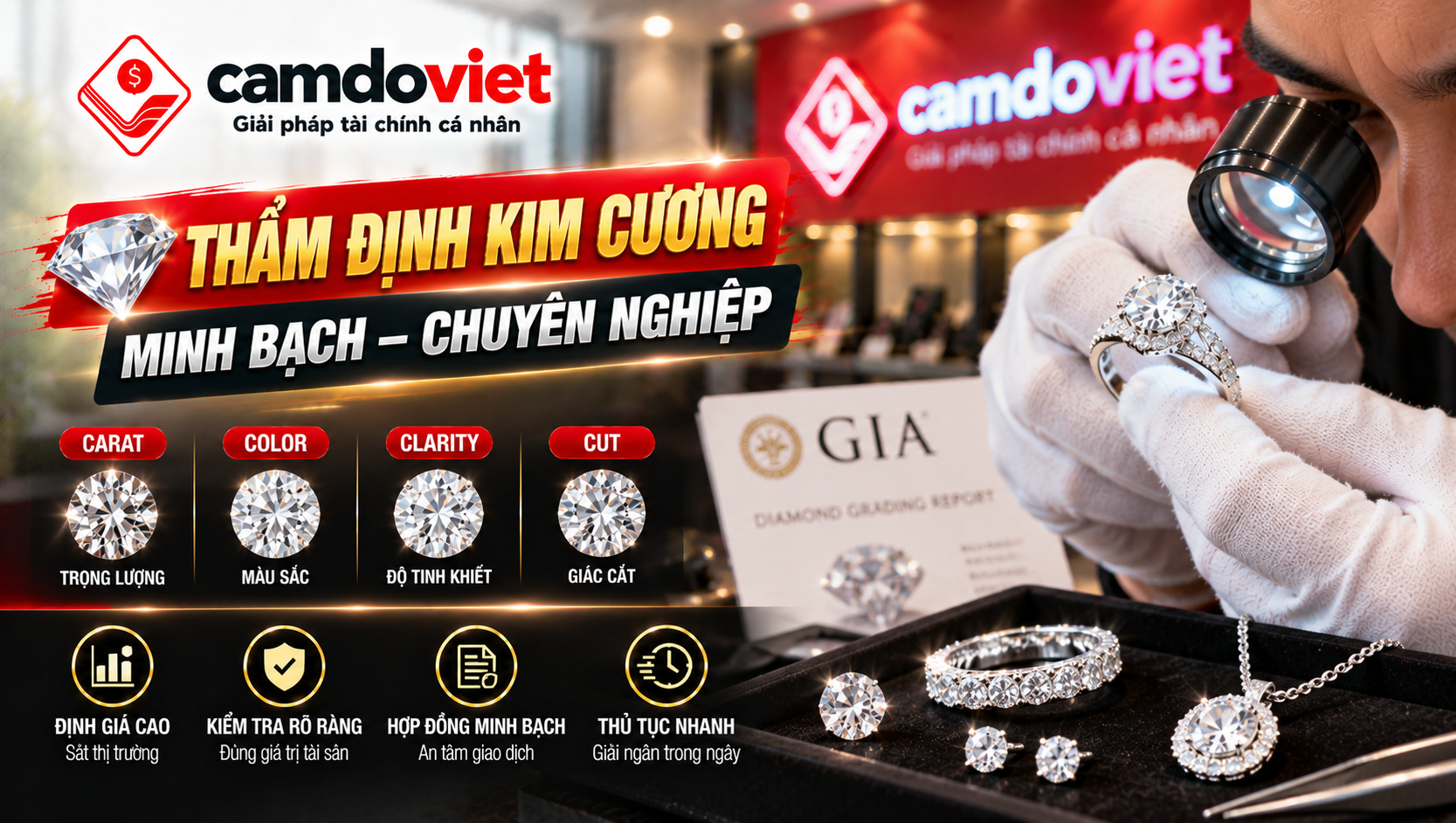 thẩm định cầm kim cương